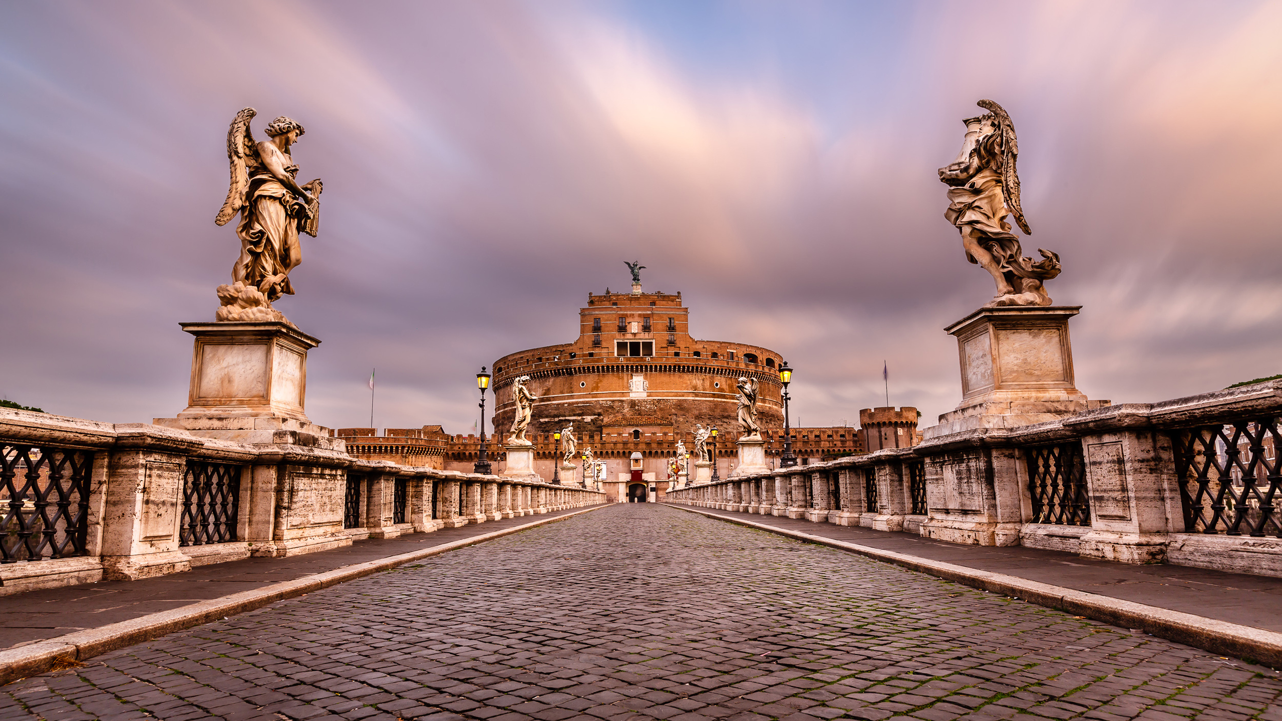 bridge_italy_rome_sculpture_hd_travel